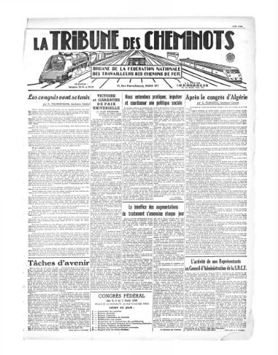La Tribune des cheminots, [sans numérotation], Juin 1945