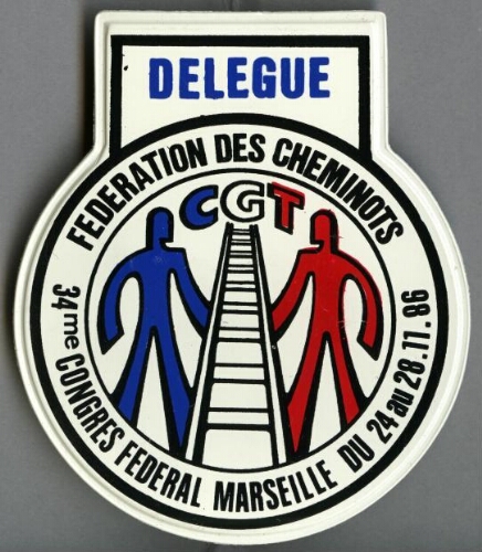 [Badge du délégué au 34ème congrès fédéral tenu les 24-28 novembre 1986 à Marseille]