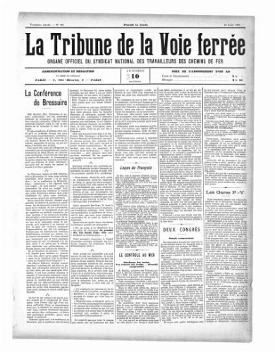 La Tribune de la voie ferrée, n° 106, 13 août 1900