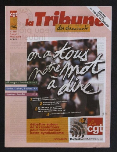 La Tribune des cheminots [actifs], n° 801, Mars 2003