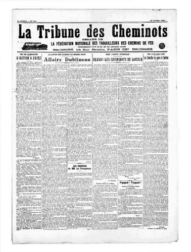 La Tribune des cheminots [unitaires], n° 157, 15 avril 1924