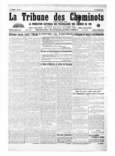La Tribune des cheminots [unitaires], n° 175, 15 janvier 1925
