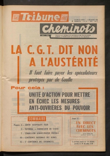 La Tribune des cheminots [actifs], n° 411, 2 décembre 1968
