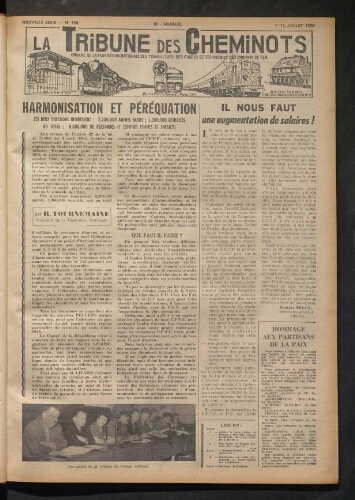La Tribune des cheminots, n° 138, 1er juillet 1956 - 15 juillet 1956