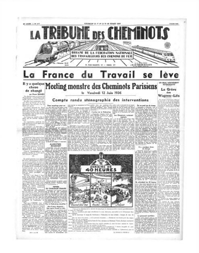 La Tribune des cheminots, n° 511, 15 juin 1936