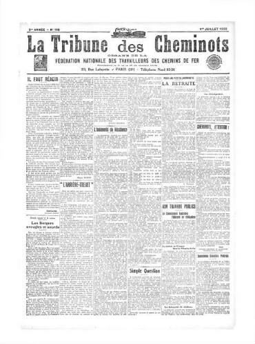 La Tribune des cheminots [confédérés], n° 118, 1er juillet 1922