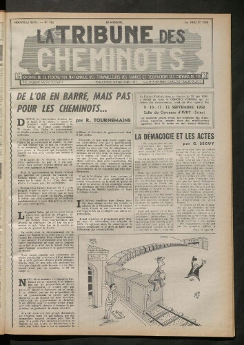 La Tribune des cheminots, n° 182, 1er juillet 1958