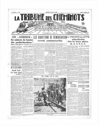 La Tribune des cheminots [édition 2 Vie des réseaux/régions], n° 552, 31 janvier 1938