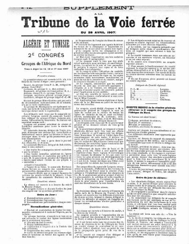 La Tribune de la voie ferrée, supplément n° 12, supplément au n° 456, 28 avril 1907