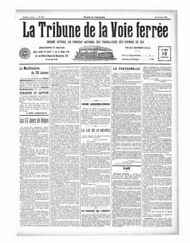 La Tribune de la voie ferrée, n° 442, 20 janvier 1907