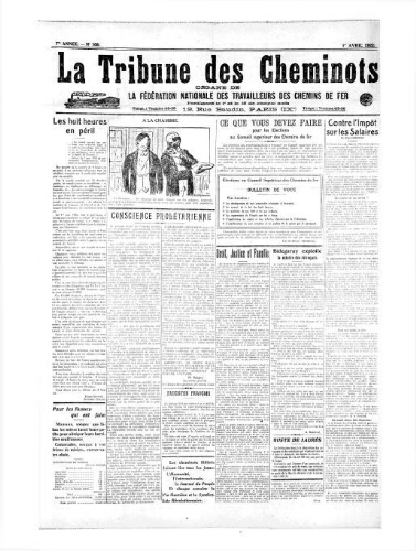 La Tribune des cheminots [unitaires], n° 108, 1er avril 1922