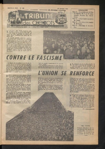La Tribune des cheminots, n° 263, 17 février 1962
