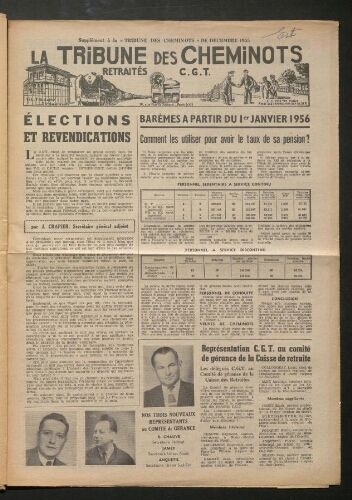 La Tribune des cheminots retraités CGT, supplément, Décembre 1955