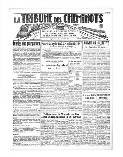 La Tribune des cheminots, [sans numérotation], 15 mai 1947