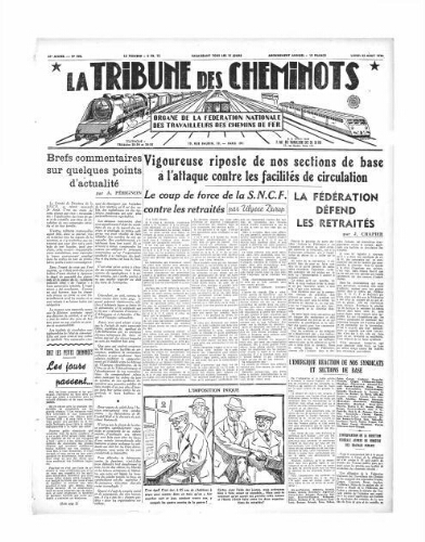 La Tribune des cheminots [édition 1 Vie des réseaux/régions], n° 566, 22 août 1938