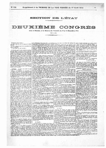 La Tribune de la voie ferrée, supplément n° 112, supplément au n° 818, 17 avril 1914
