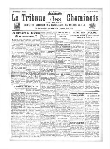 La Tribune des cheminots [confédérés], n° 169, 10 janvier 1924