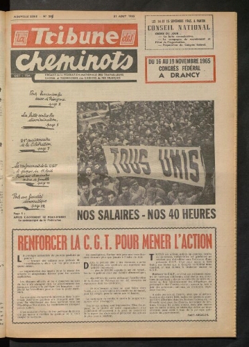 La Tribune des cheminots, n° [341], 31 août 1965