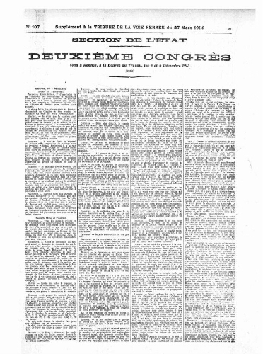 La Tribune de la voie ferrée, supplément n° 107, supplément au n° 815, 27 mars 1914