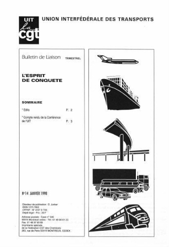 Bulletin de liaison de l'Union Interfédérale des Transports, n° 14, Janvier 1998