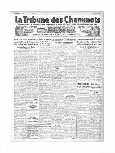 La Tribune des cheminots [unitaires], n° 331, 15 juillet 1931