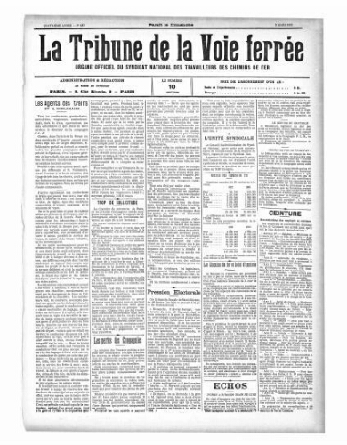 La Tribune de la voie ferrée, n° 187, 2 mars 1902