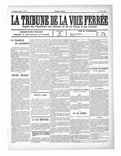 La Tribune de la voie ferrée, n° 66, 5 juin 1899