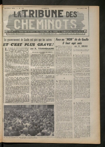 La Tribune des cheminots, n° 184, 1er août 1958 - 5 août 1958