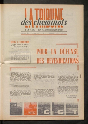 La Tribune des cheminots [actifs], n° 457, 17 mars 1971