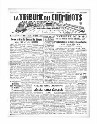 La Tribune des cheminots [édition 2 Vie des réseaux/régions], n° 587, 12 juin 1939