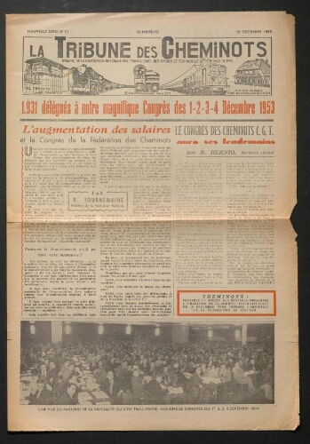 La Tribune des cheminots, n° 81, 15 décembre 1953