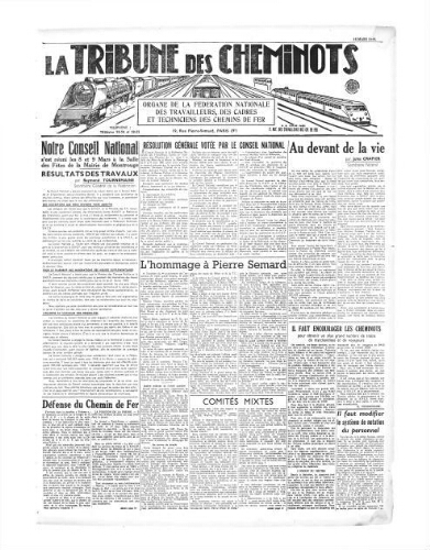 La Tribune des cheminots, [sans numérotation], 15 mars 1946