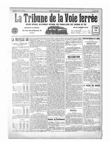 La Tribune de la voie ferrée, n° 575, 8 août 1909
