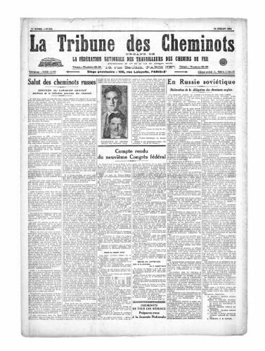 La Tribune des cheminots [unitaires], n° 210, 15 juillet 1926