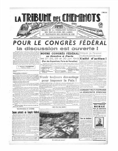 La Tribune des cheminots, [sans numérotation], 1er mai 1949