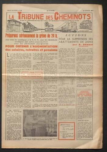 La Tribune des cheminots, n° 85, 15 février 1954