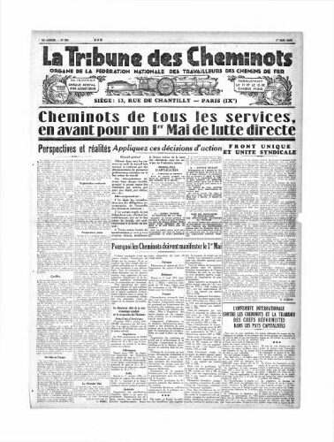 La Tribune des cheminots [unitaires], n° 326, 1er mai 1931