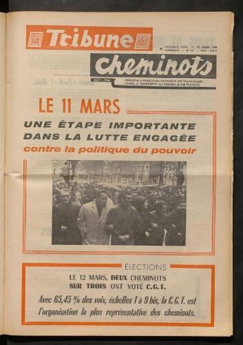 La Tribune des cheminots [actifs], n° 417, 19 mars 1969