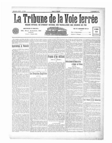 La Tribune de la voie ferrée, n° 799, 5 décembre 1913