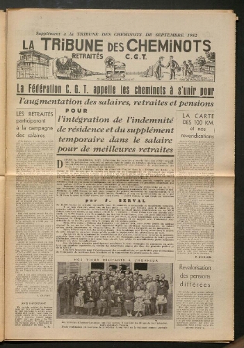 La Tribune des cheminots retraités CGT, supplément, Septembre 1952