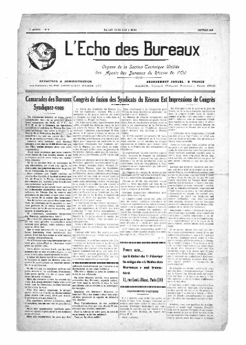 L'Echo des bureaux, n° 8, Janvier 1935