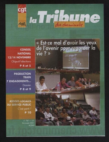 La Tribune des cheminots [actifs], n° 787, Novembre 2001