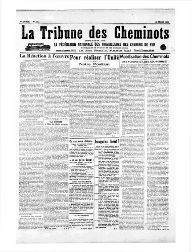 La Tribune des cheminots [unitaires], n° 131, 15 mars 1923