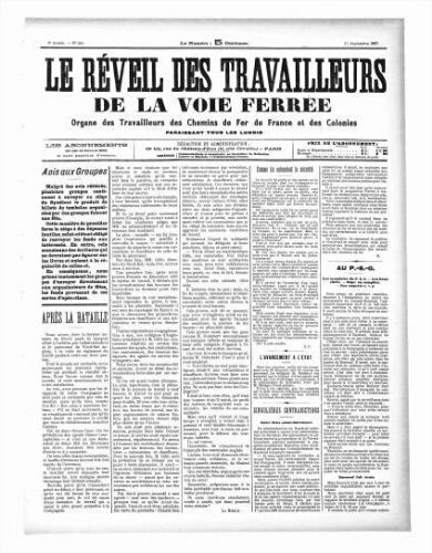 Le Réveil des travailleurs de la voie ferrée, n° 253, 13 septembre 1897