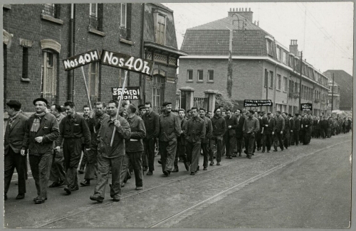 Les cheminots des ateliers d'Hellemmes manifestent pour les 40 heures, 25 octobre 1962