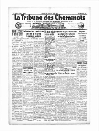 La Tribune des cheminots [unitaires], n° 406, 1er septembre 1934
