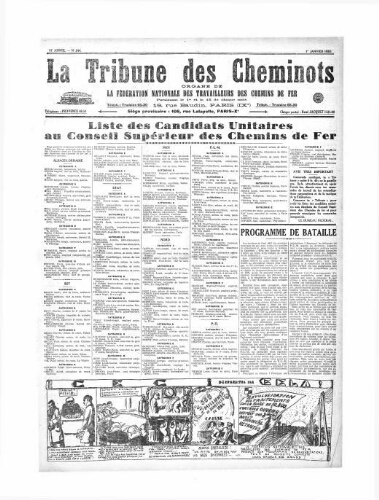La Tribune des cheminots [unitaires], n° 244, 1er janvier 1928