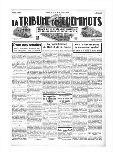 La Tribune des cheminots [confédérés], n° 472, 15 mars 1935