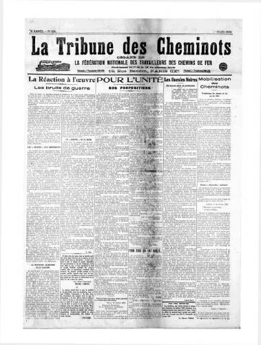 La Tribune des cheminots [unitaires], n° 130, 1er mars 1923