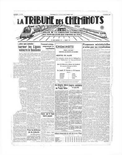 La Tribune des cheminots, n° 503, 15 février 1936